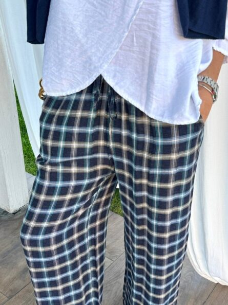 Pantalón cuadros  mini azul marino. - Imagen 3
