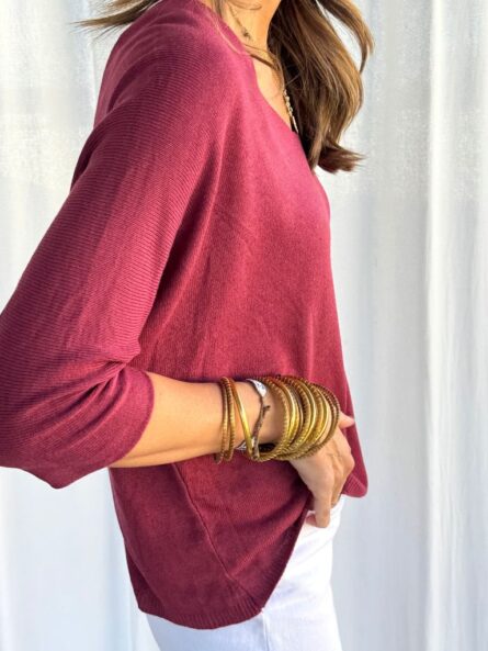 Jersey punto fino burdeos - Imagen 2
