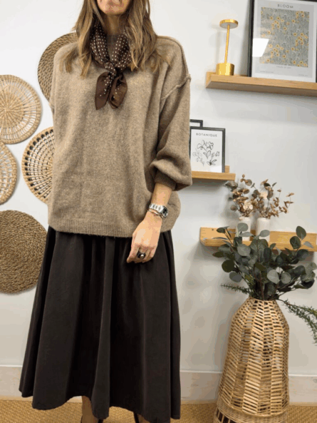 Falda larga micropana marrón - Imagen 2