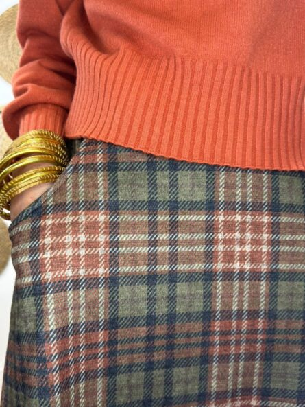 Falda Amelié midi cuadros verdes - Imagen 2