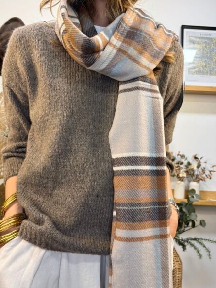 Bufanda fina cuadros topo