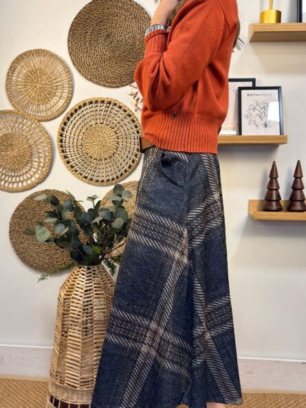 Falda René midi cuadros gris/azulado - Imagen 2