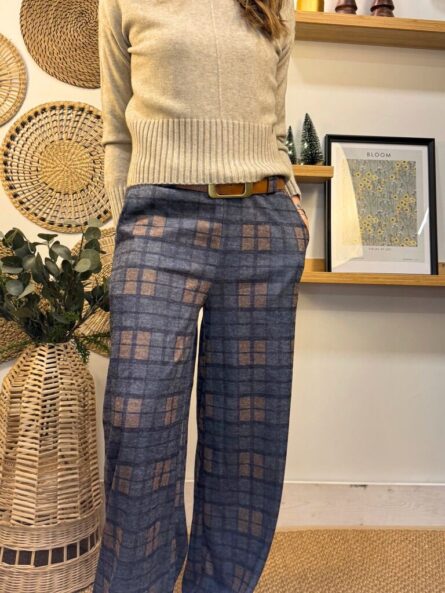 Pantalón Bour azul / camel - Imagen 2