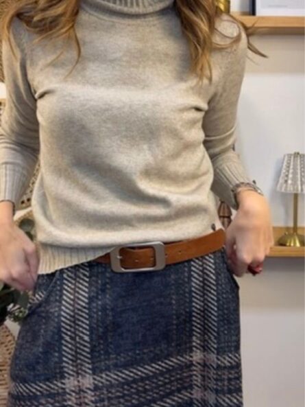 Falda René midi cuadros gris/azulado - Imagen 3