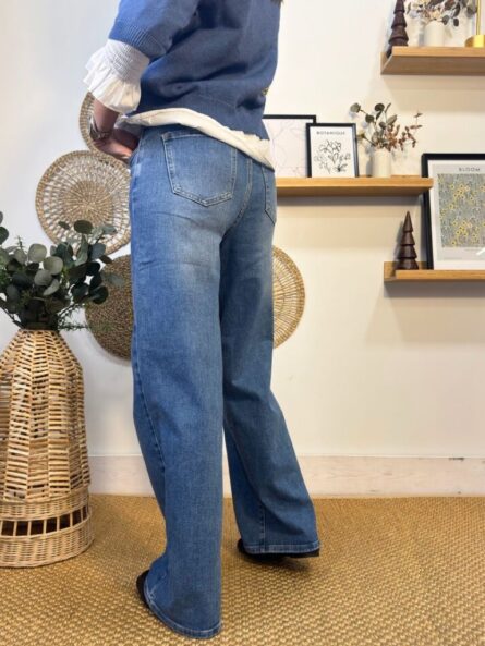 Jeans wide leg lavado medio - Imagen 3