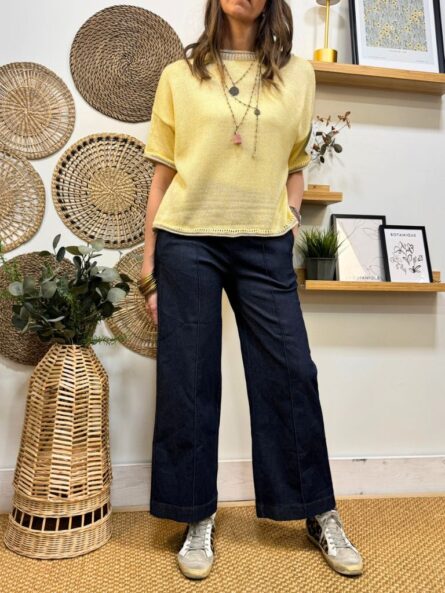 Pantalón Jeans elástico cropped - Imagen 3