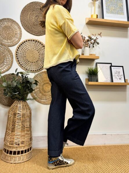 Pantalón Jeans elástico cropped - Imagen 2