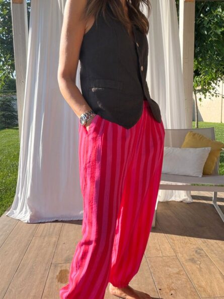 Pantalón Bombacho rayas fucsia - Imagen 2